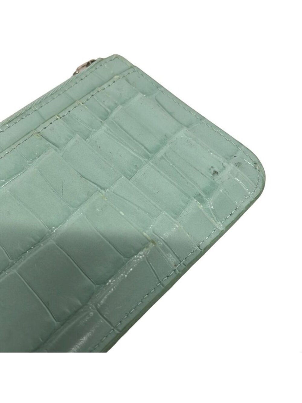 ★SOLD★ Balenciaga Coin Case Light Blue Embossed Card Leather - Picture 6 of 7